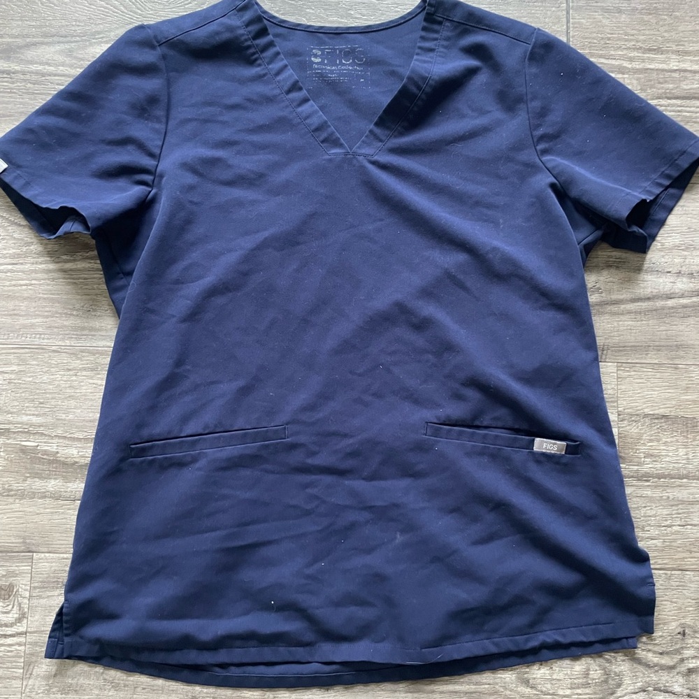 Women's Figs Dark Navy Scrub Top Size Medium